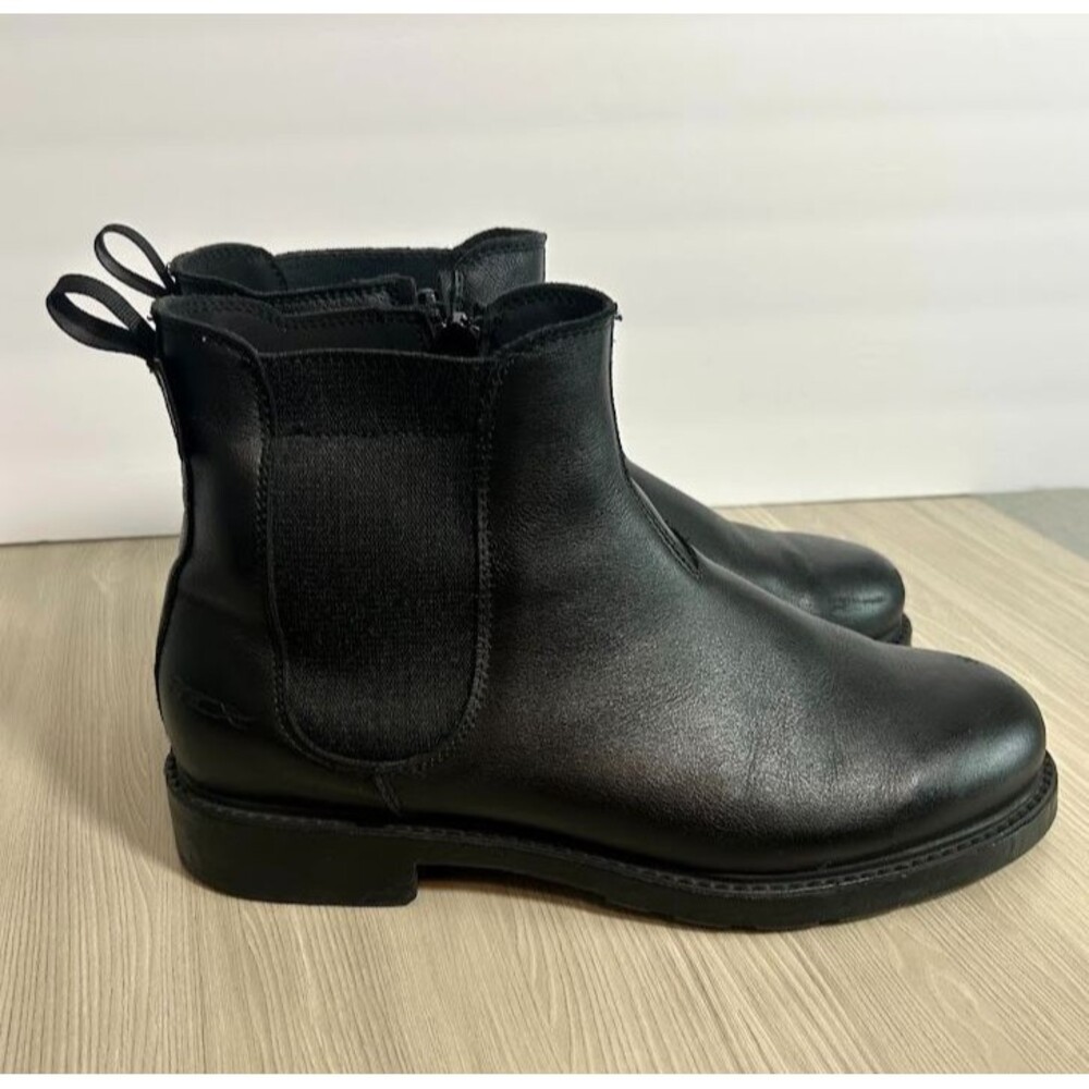 TCX Staten WP Boots Mens 10 Black Leather Motorcycle Half Boots Chelsea T-DRY
